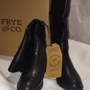Frye Black Leather Women's Tall Zip Boots